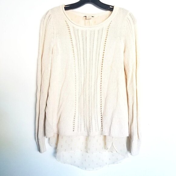 Lucky Brand Layer Look Split Back Knit Sweater Sm - Picture 2 of 14